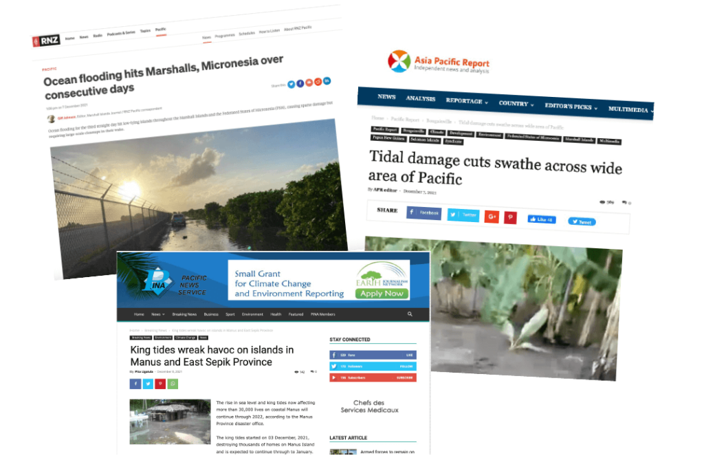 News feed snippets on island flooding from December 2021.